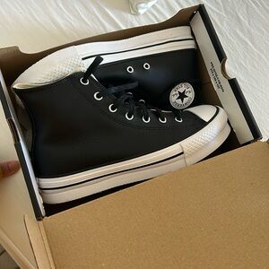 Leather platform high tops